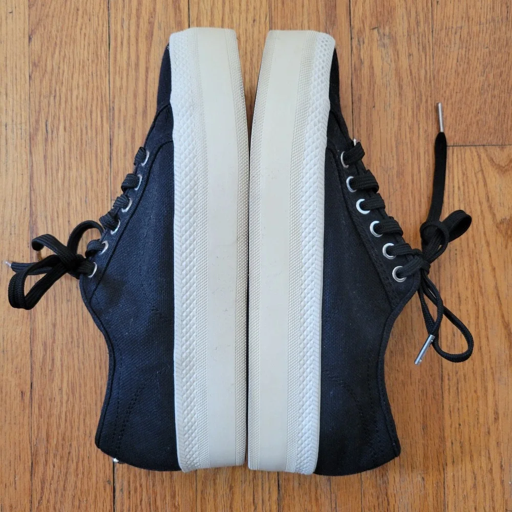 Michael Kors Black Canvas Platform Chunky Sneakers Lace Up‎ Low Top Shoes 9M